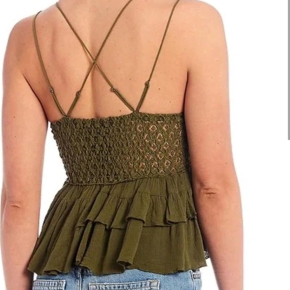 Free People Sexy Green Lace Camisole Intimate  Sz Med Nwt $68 37 To 38 Bust - Picture 3 of 8